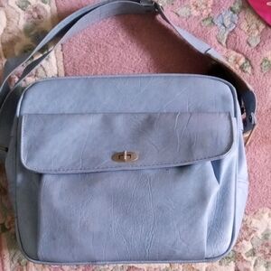 Samsonite Sky Blue Crossbody Carryon Travel Bag. Matches Luggage And Train Case.